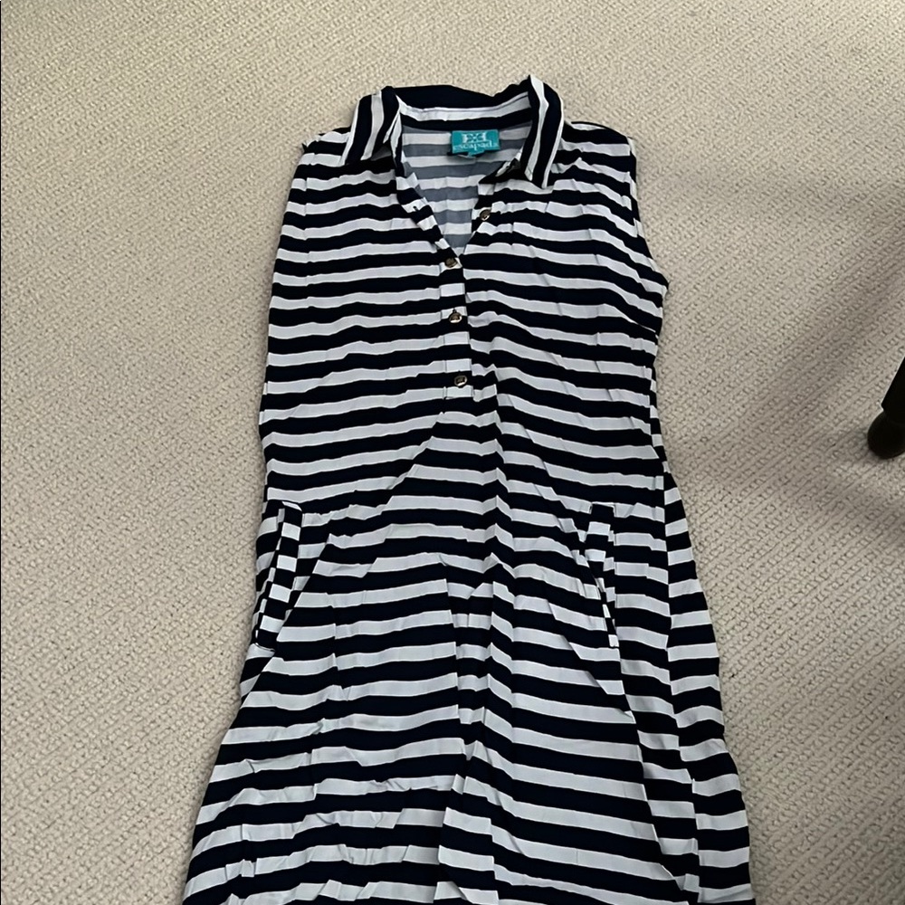 Escapada Navy and White Striped Top